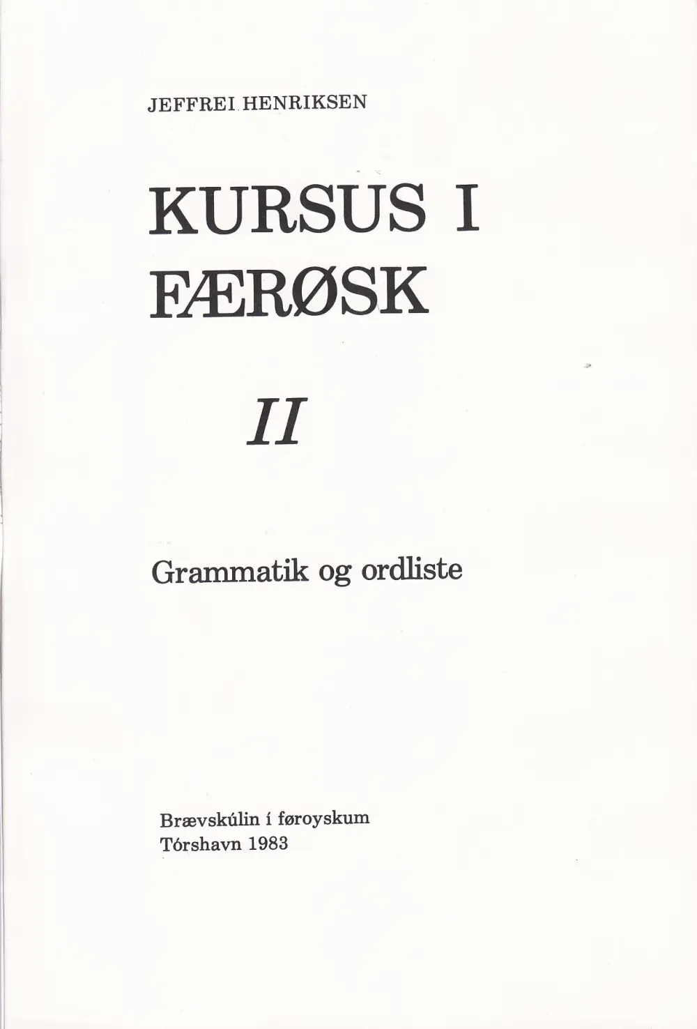 Kursus i færøsk II