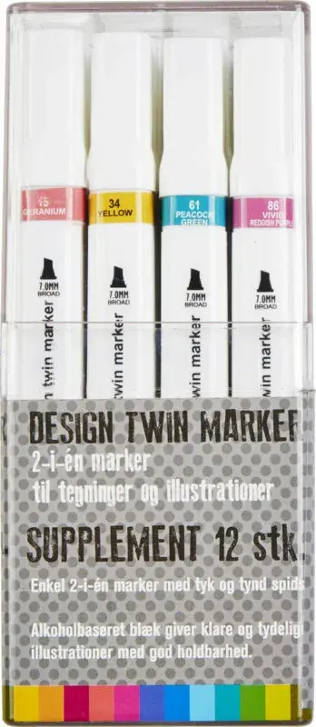 Design twin marker pastel 12 stk