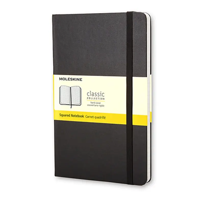 Notesbog Moleskine pocket sort m/192 kvadrerede ark hard