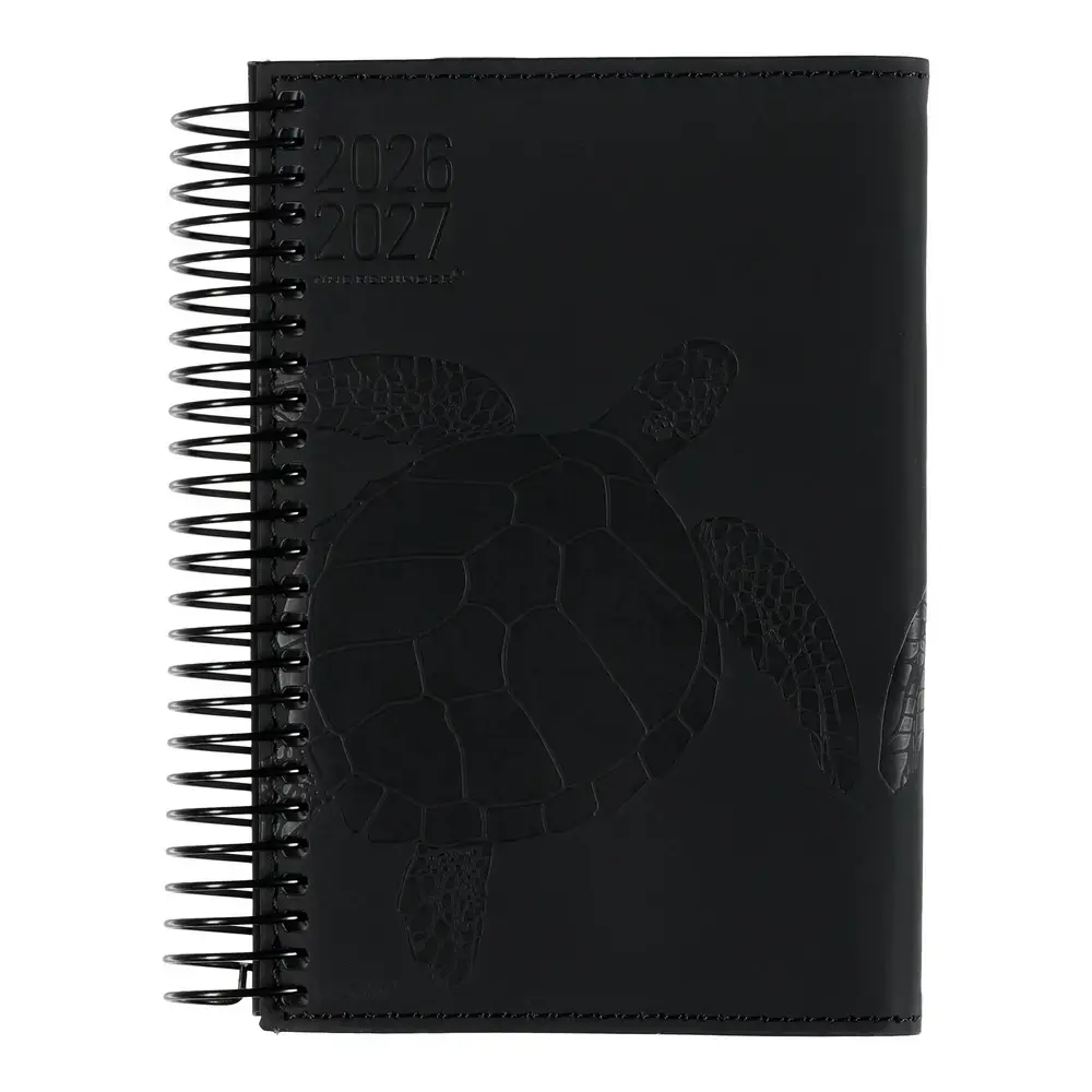 Studiekalender 2026/27 PU Mini Skildpadde præg Sort m/klap