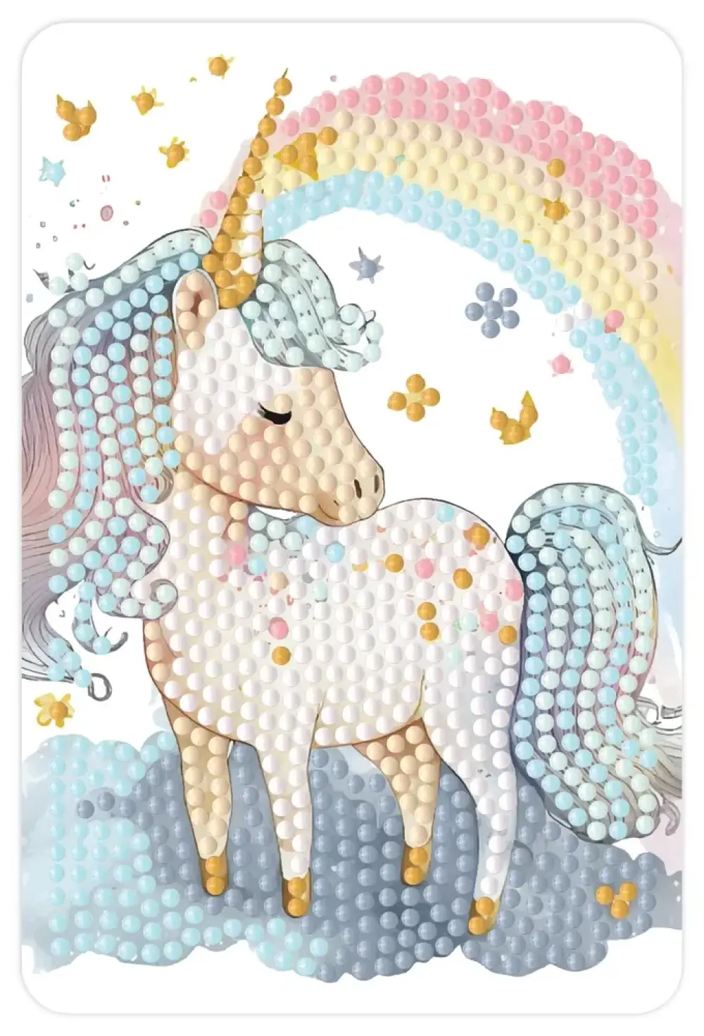Diamond art unicorn m/stjerner 10 x 15 cm