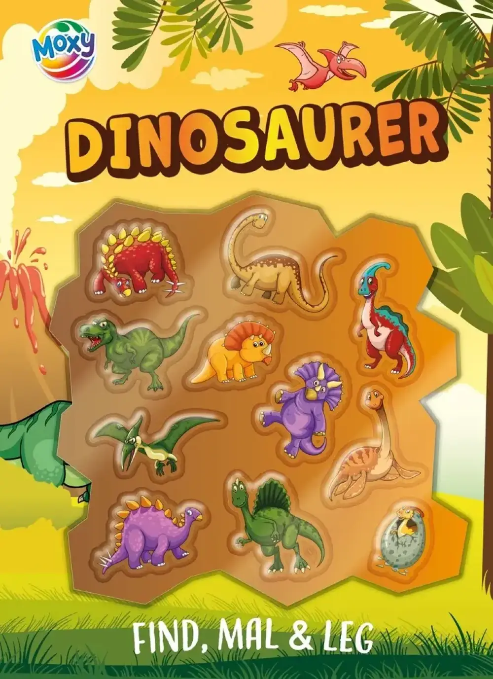 Find, mal og leg: Dinosaurer, med flotte 3D klistermærker