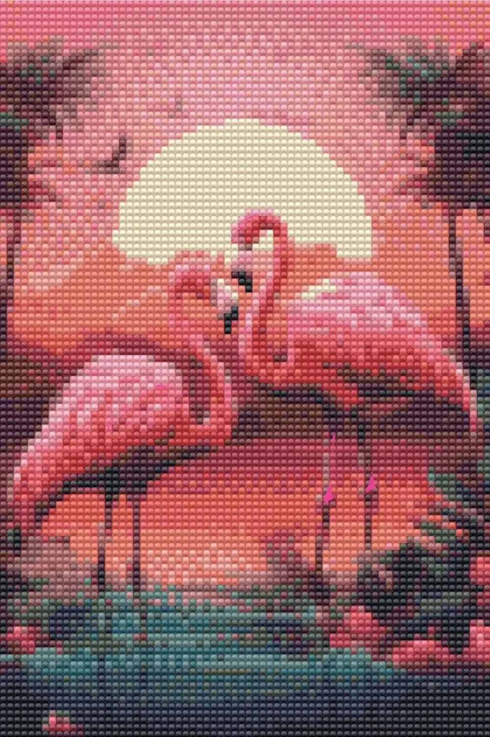 Diamond art flamingoer m/solnedgang 20 x 30 cm