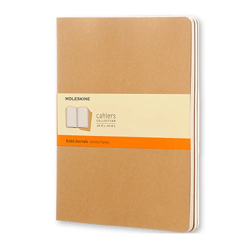 Notesbog Moleskine xl cahiers kraft 3 stk m/120 linjrede ark