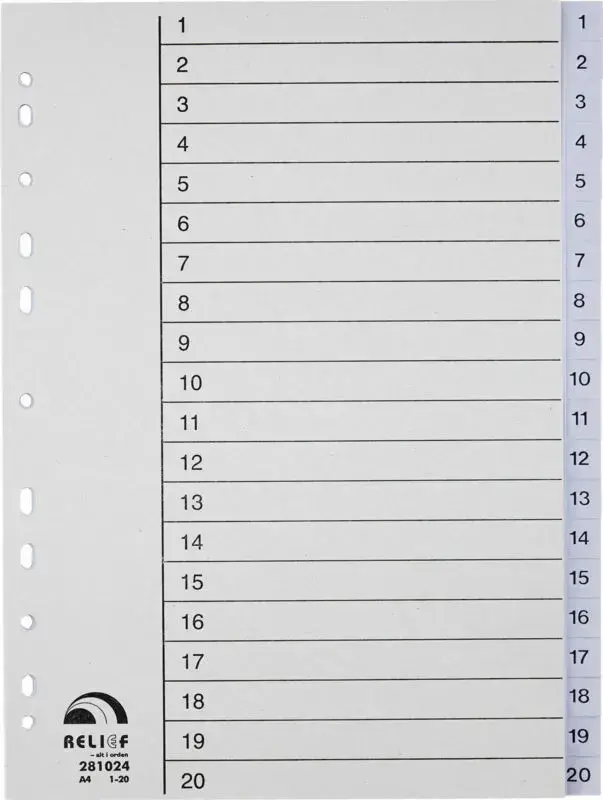 Register Relief plast 1 - 12