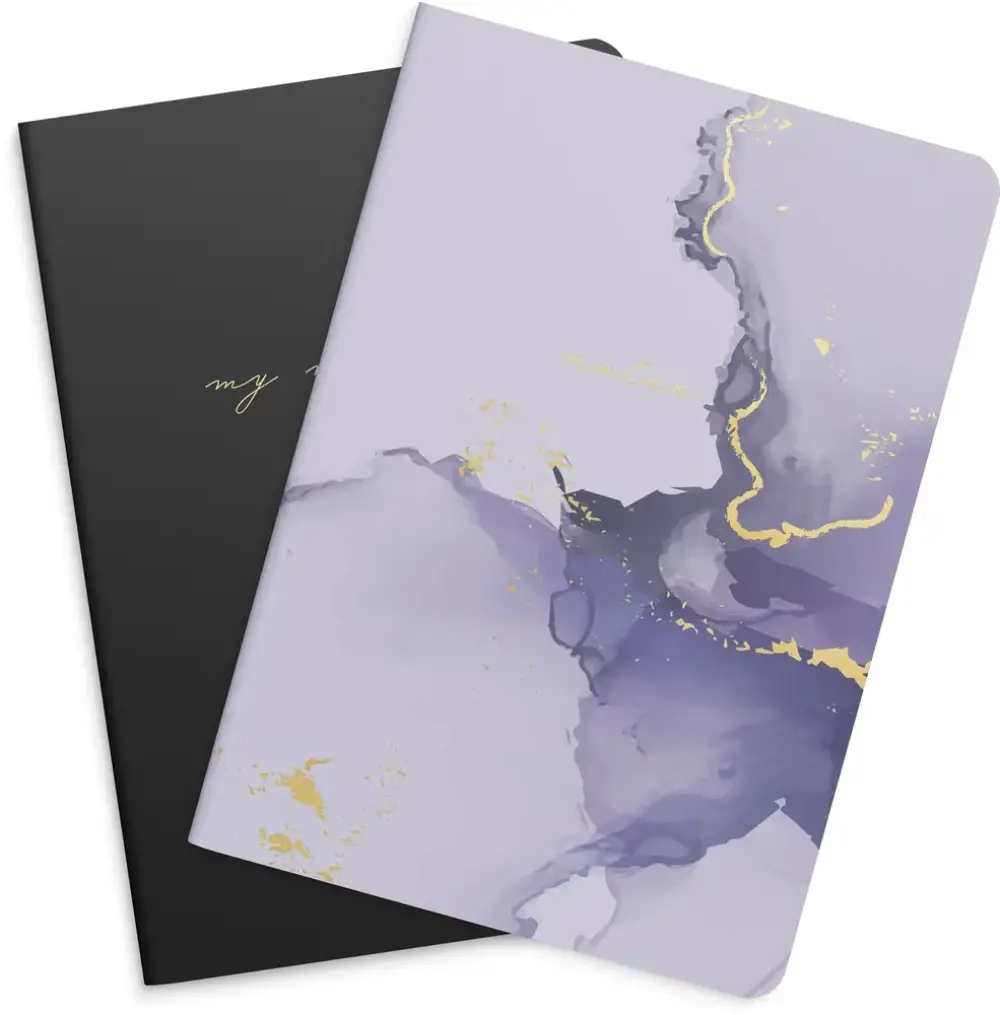 Kladdehæfte lilac/black 2 stk 80 linjeret sider