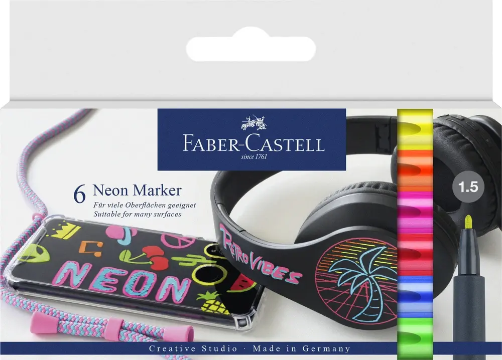 Marker neon Faber-Castell til sten glas plastik