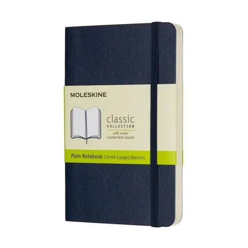 Notesbog Moleskine pocket blå m/192 blanke ark soft cover