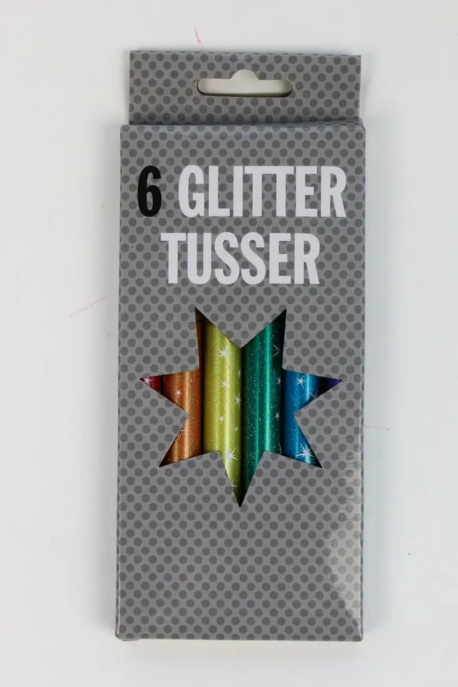 Tusser glitter ass. farver 6 stk.