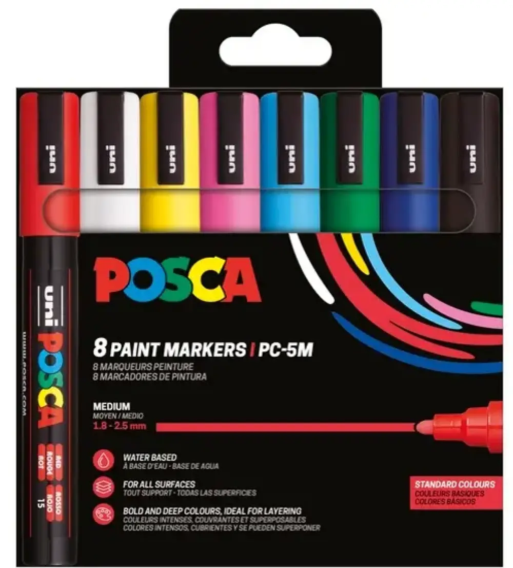 Posca Paintmarker Uni PC-5M 8P sæt basic colors