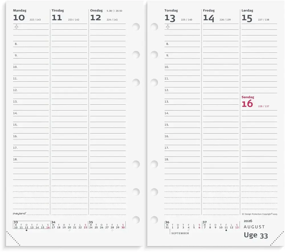Kalender system pp 2026 uge refill