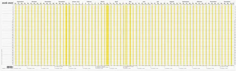 Ferie planner 2026/2027 100 x 70 cm