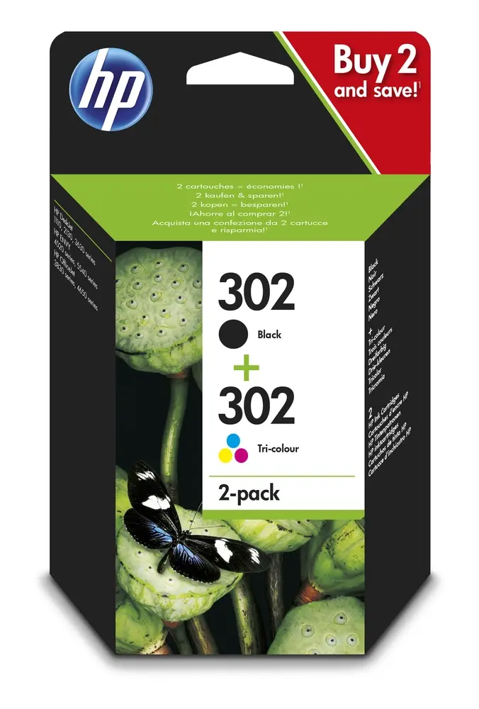 HP 302 ink cartridges combo 2-pack printerpatron 