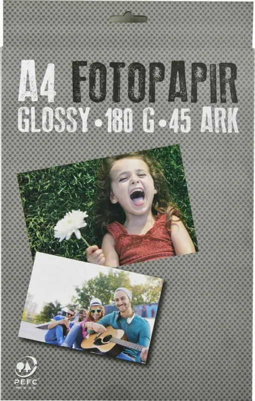 Fotopapir A4 180g glossy m. 45 ark