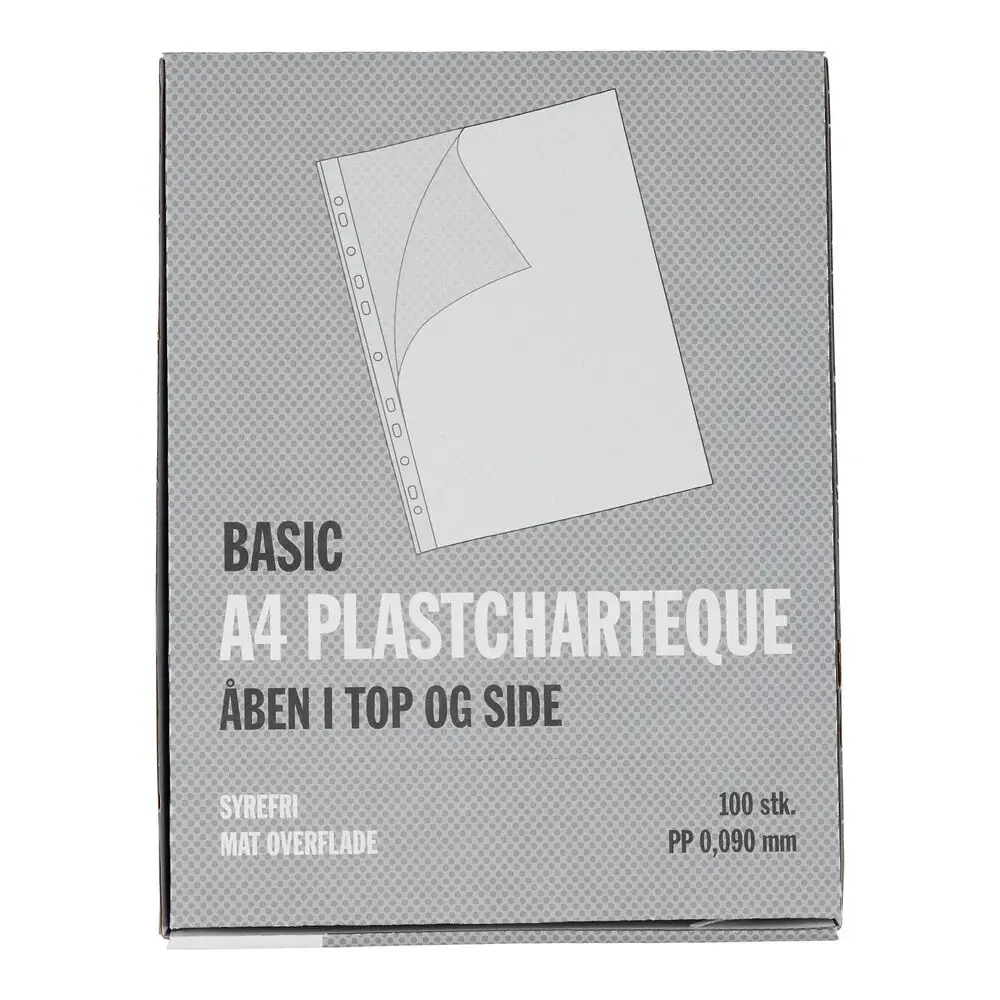 Plastcharteque basic mat A4 0,09mm 100stk