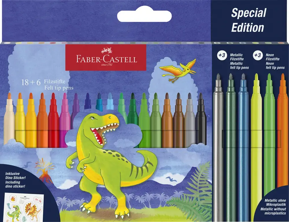 Tusser Faber-Castell Dinosaur 18+3 Metalli