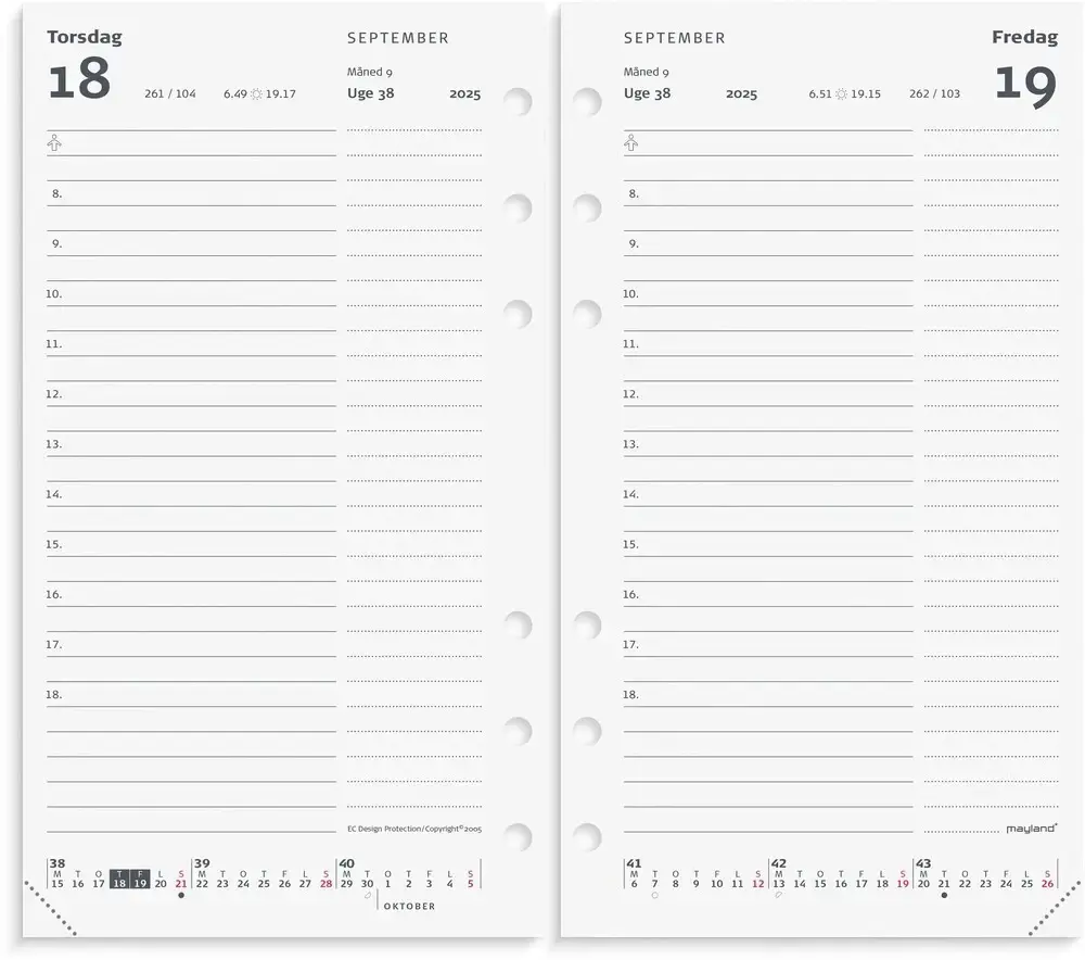 Mayland Kalender system pp 2025 dag refill